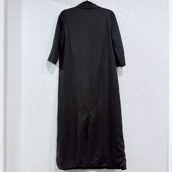 Grey Lab Longline Black Oversized Blazer Size Small Open Front Midi Coat Jacket - Picture 2 of 10
